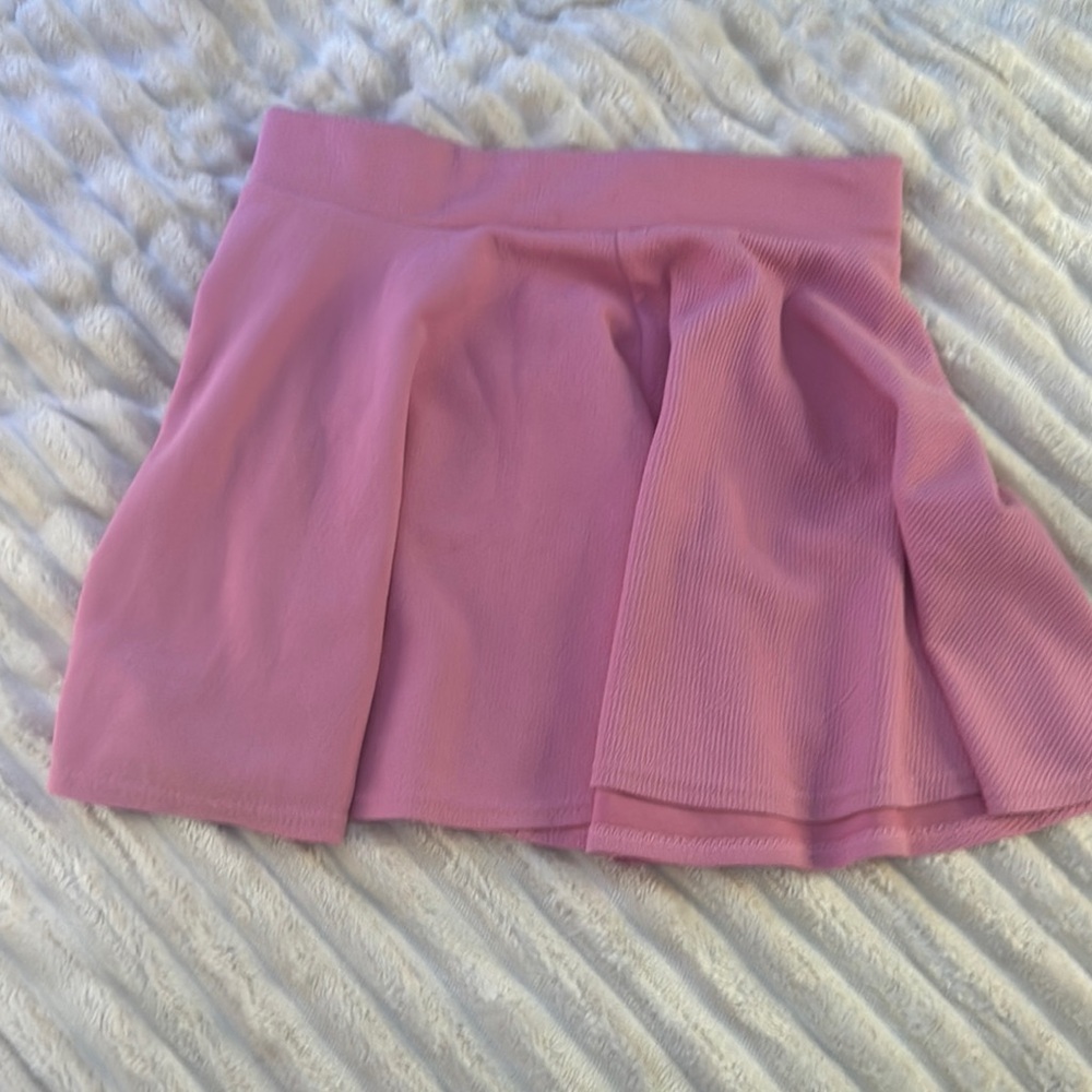 Pink Pleated Skater Mini Skirt
